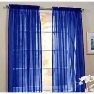 2 Pieces Blue Sheer Window Panels